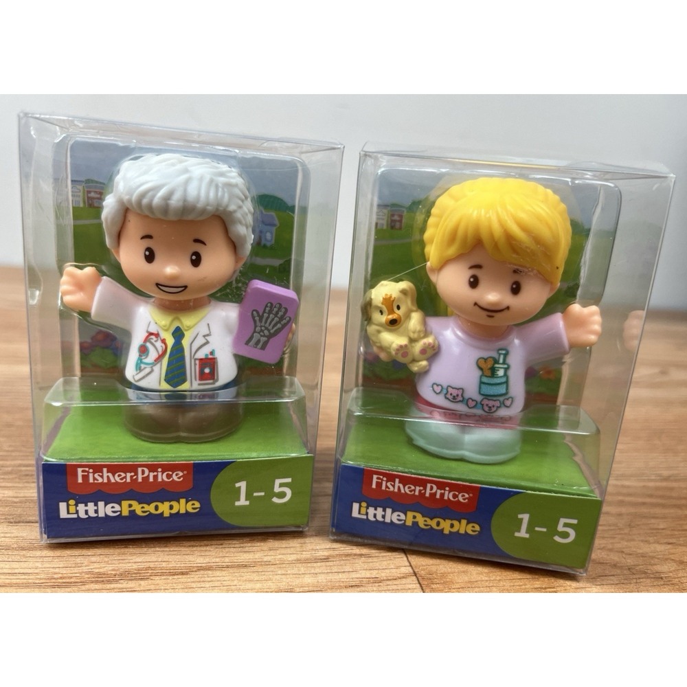 Lot of 2 Fisher Price Little People, Veterinarian Ella and Doctor Nathan NEW